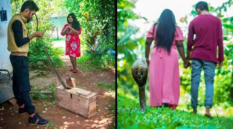 Pre-wedding photoshoot with snake goes viral | Sangbad Pratidin