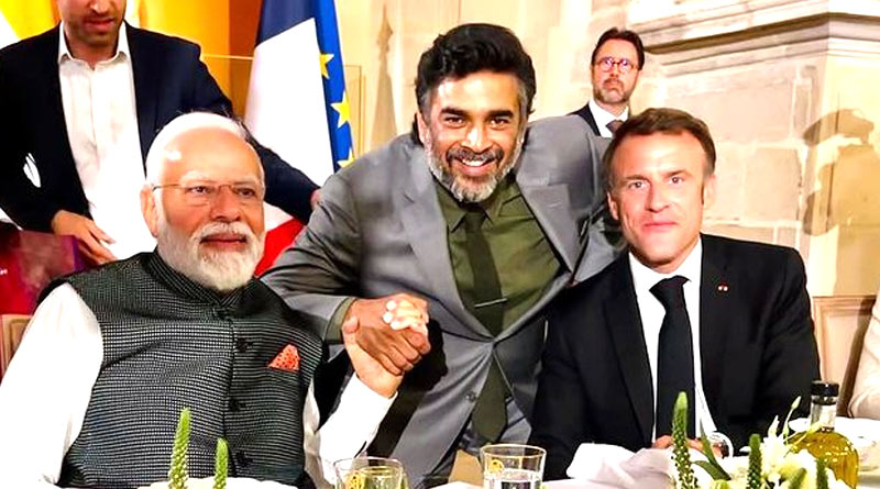 R Madhavan shares video, selfie with French President Emmanuel Macron and PM Narendra Modi | Sangbad Pratidin
