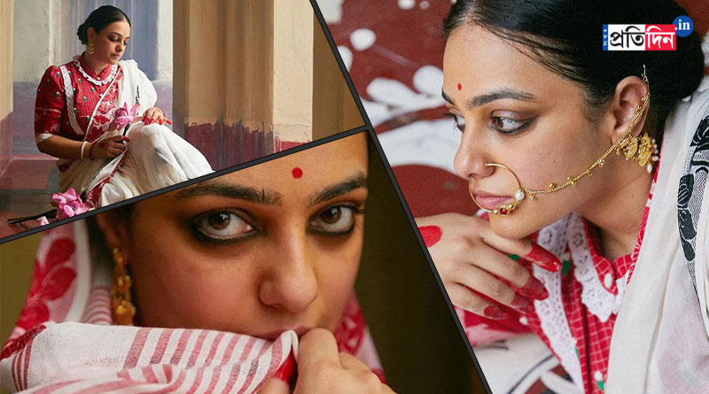 পায়ে আলতা, চোখে কাজল, লালপেড়ে শাড়িতে ‘চারুলতা’ হলেন দক্ষিণী অভিনেত্রী