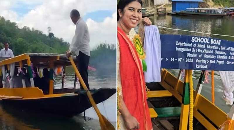 Tripura Govt starts free boat service for students to go to school in monsoon | Sangbad Pratidin
