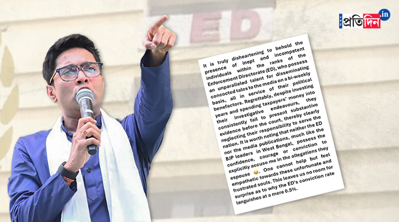 Abhishek Banerjee slams ED in tweet by showing their inability to prove someone's accused