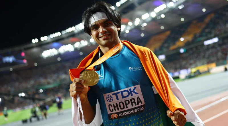 Neeraj Chopra wins historic World Athletics Championships 2023 javelin Gold medal with 88.17m throw। Sangbad Pratidin
