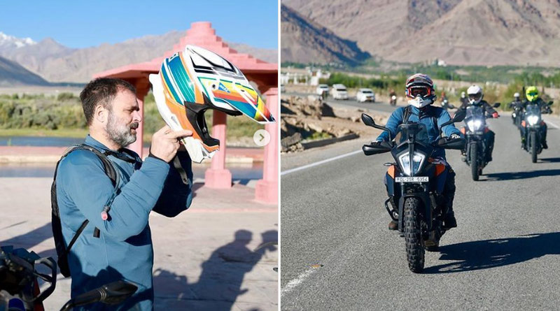Rahul Gandhi Rides Bike at Ladakh to Celebrate Father Rajiv's Birthday | Sangbad Pratidin