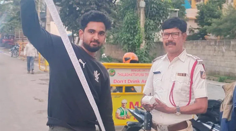 This Biker With 40 Traffic Challans Caught By Bengaluru Police | Sangbad Pratidin