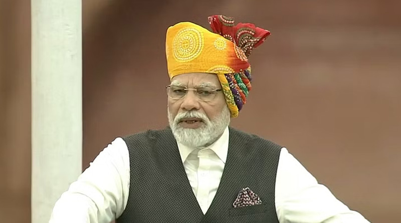 Rajasthani turban of PM Narendra Modi grabbed attention during Independence Day speech | Sangbad Pratidin