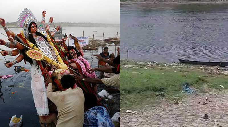Durga Puja: Special arrangements for idol immersion at Atreyee River bank in Balurghat |Sangbad Pratidin