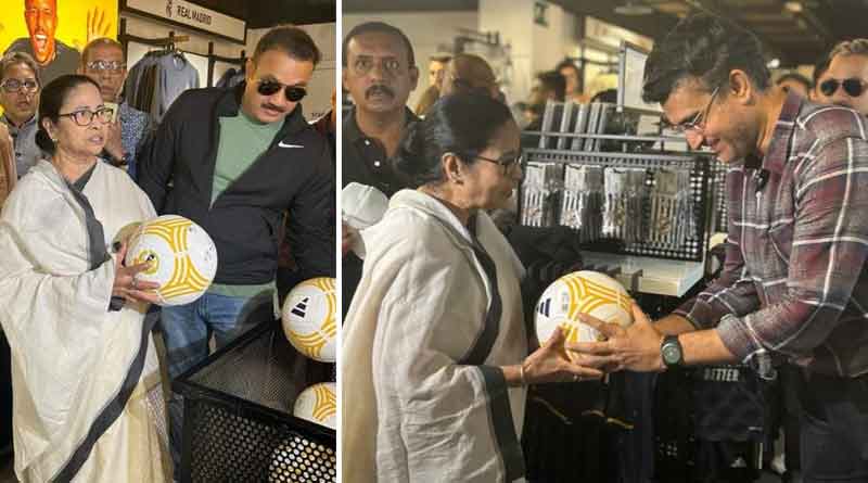West Bengal CM Mamata Banerjee gives football as gifts to Sourav Ganguly । Sangbad Pratidin
