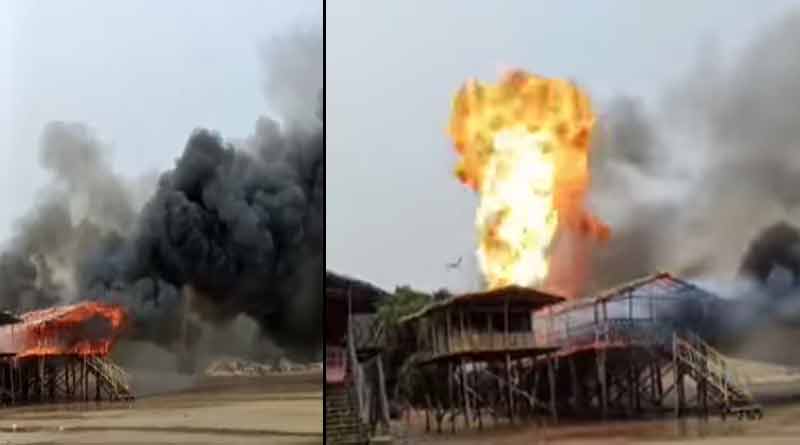 দাউদাউ করে জ্বলছে তাজপুরের হোটেল, আতঙ্কে হুড়োহুড়ি পর্যটকদের