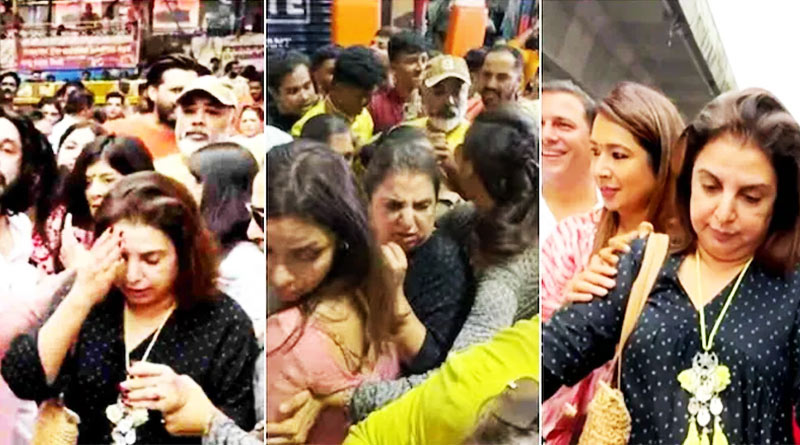 Farah Khan getting mobbed at Lalbaugcha Raja, reacts to viral video | Sangbad Pratidin