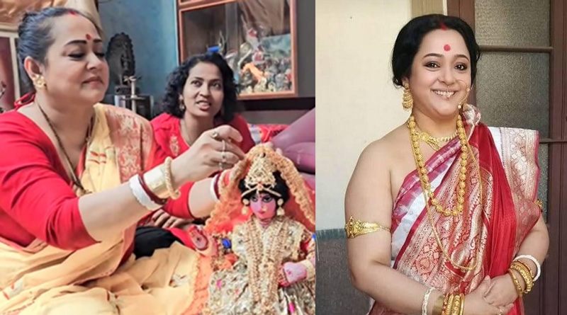 অনুরাগীর পাঠানো পোশাক ও গয়নায় মা লক্ষ্মীকে সাজালেন অপরাজিতা আঢ্য, দেখুন ভিডিও