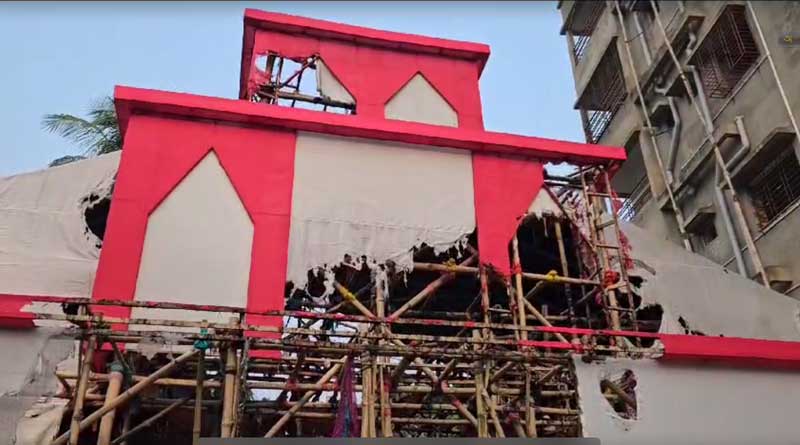 Fire at a puja pandal at Dumdum Netaji Sangha, huge loss | Sangbad Pratidin