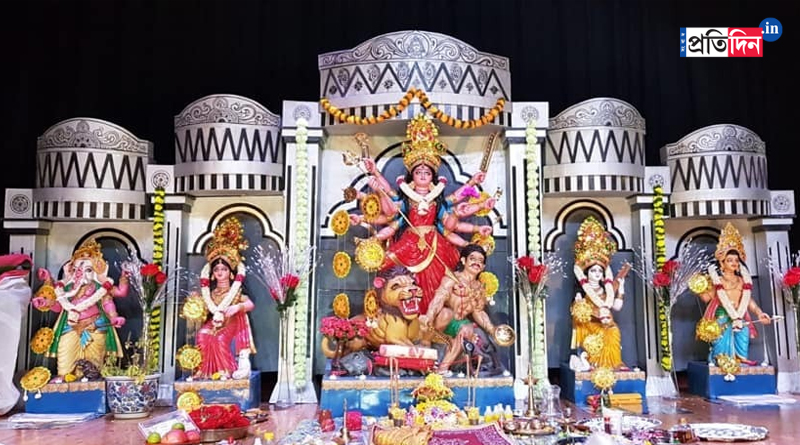 Probashe Durga Puja: Durga puja preparation of Aadi Shakti London in full swing | Sangbad Pratidin