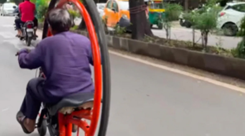 Viral Video Of Gujarat Man Riding Unique Monocycle | Sangbad Pratidin