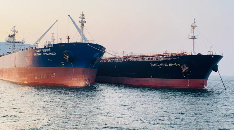 Haldia Petrochemicals Ltd conducted it’s first ever Naphtha Ship-to-ship transfer। Sangbad Pratidin