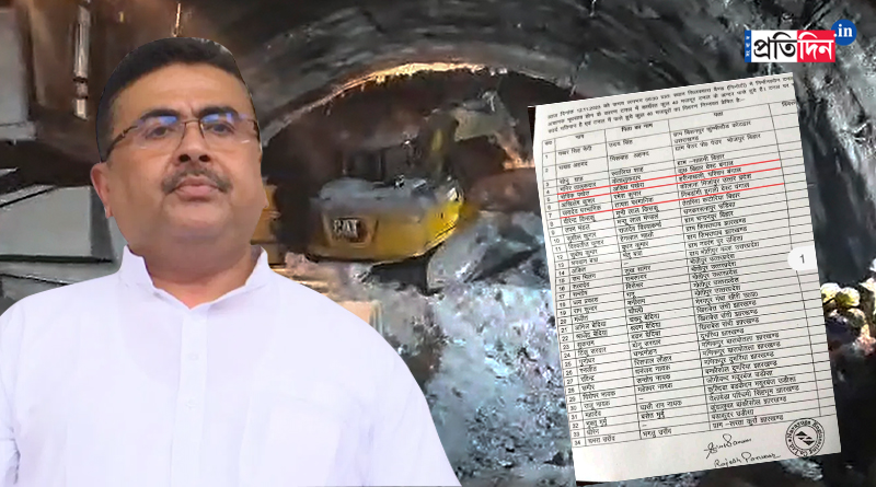 Tunnel Accident in Uttar Kashi: three labourers among 40 trapped into the tunnel from Bengal, Suvendu Adhikari publishes names-addresses