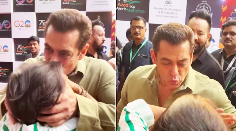 Salman Khan gives a tight hug to friend and kisses her at IFFI Goa | Sangbad Pratidin