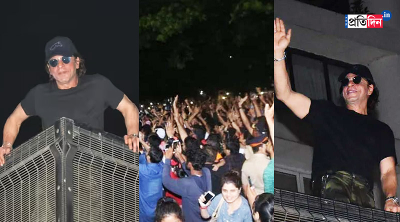 Birthday Boy Shah Rukh Khan greet fans gathered outside Mannat at Midnight | Sangbad Pratidin