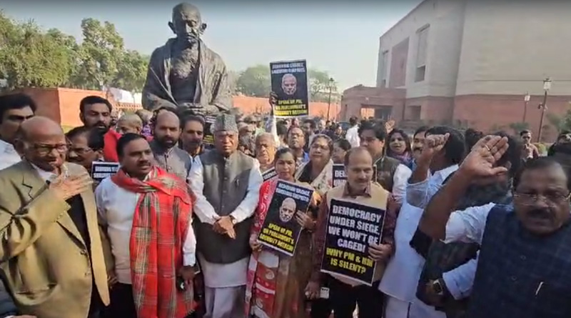 India Alliance Protest under Delhi Gandhi Statue | Sangbad Pratidin