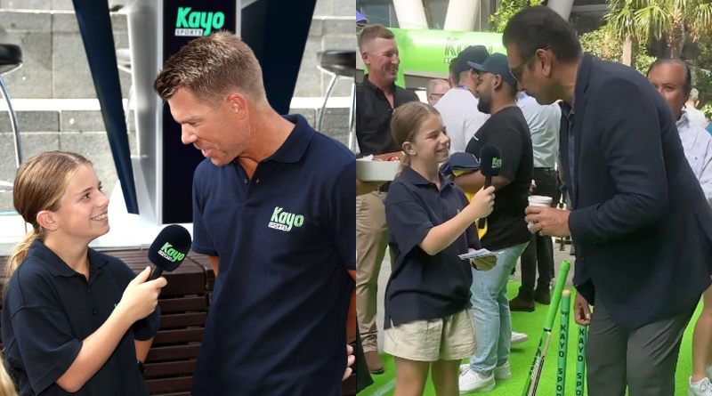 David Warner's daughter interviews Australian opener and Ravi Shastri, video gone viral। Sangbad Pratidin