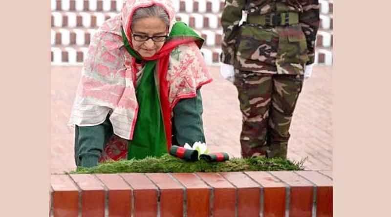 বিজয় দিবসে জাতীয় স্মৃতিসৌধে শহিদদের শ্রদ্ধা নিবেদন প্রধানমন্ত্রী হাসিনার