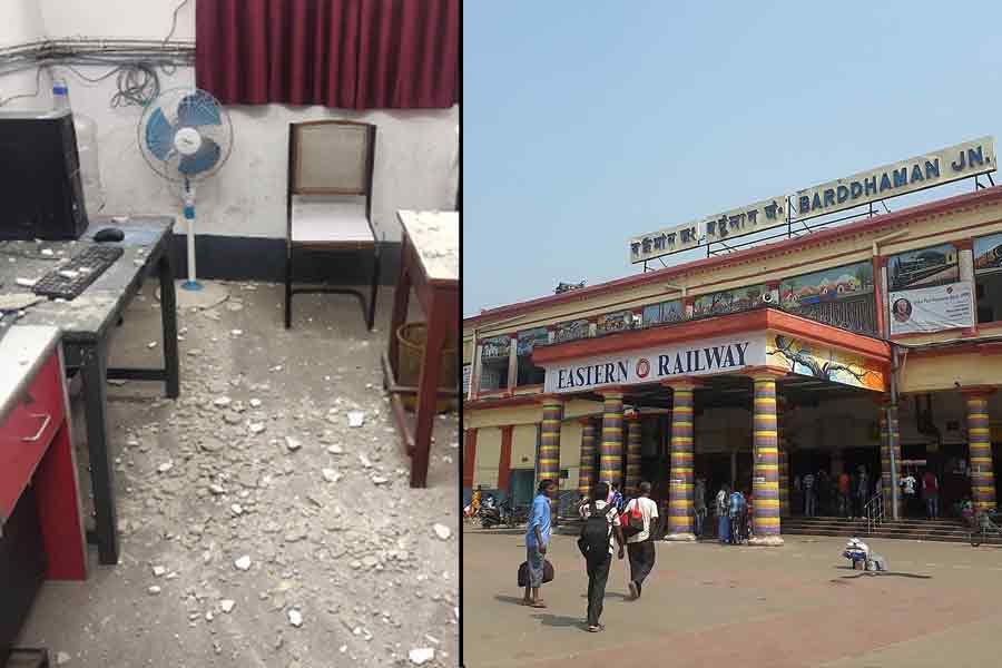 Ceiling collapsed at Barddhaman station | Sangbad Pratidin