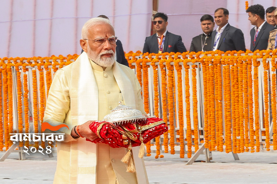 PM Narendra Modi delivering speech at Ayodhya Ram Mandir | Sangbad Pratidin
