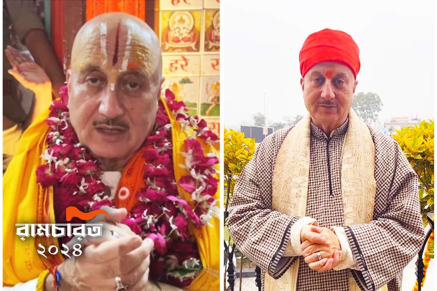 Ramlala Pran Pratishtha: Anupam Kher representing Kashmiri Hindus in pheran | Sangbad Pratidin