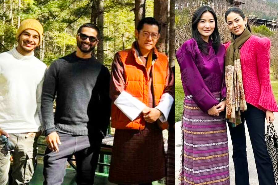 Shahid Kapoor, Mira Rajput meet Bhutan's king, queen during vacation | Sangbad Pratidin