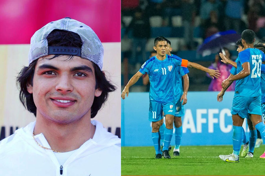 Neeraj Chopra urged the fans to get behind the Indian football team in AFC Asian Cup । Sangbad Pratidin