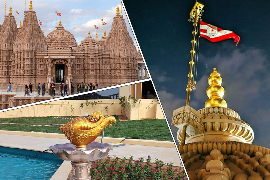 পরতে পরতে ভারতীয় ঐতিহ্য, প্রকাশ্যে আবু ধাবির সুবিশাল হিন্দু মন্দিরের একগুচ্ছ ছবি