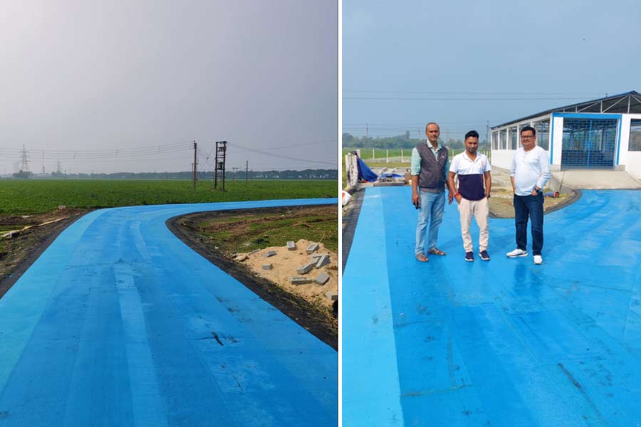 Environment friendly Blue Road made in East Burdwan | Sangbad Pratidin