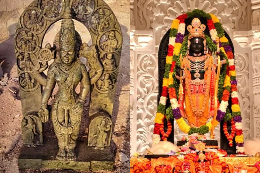 Karnataka: Vishnu idol similar to Ram Lalla, shivling found in river | Sangbad Pratidin