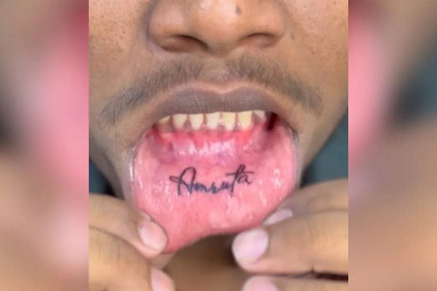 Man Gets His Girlfriend Name Tattooed Inside His Lower Lip | Sangbad Pratidin