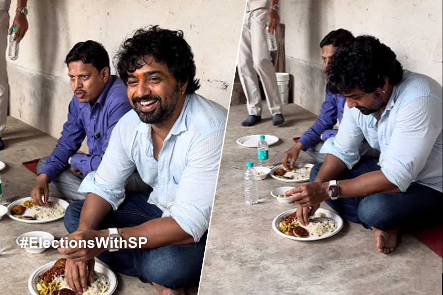 Ghatal TMC candidate Dev having lunch with workers after Lok sabha vote campaign