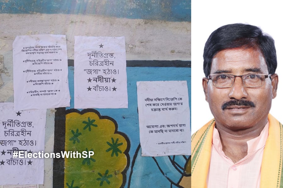 Posters against Jagannath Sarkar at Ranaghat ahead of Lok Sabha elections