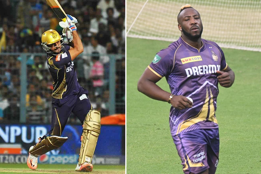 Andre Russell gets angry after Manish Pandey hits him for six