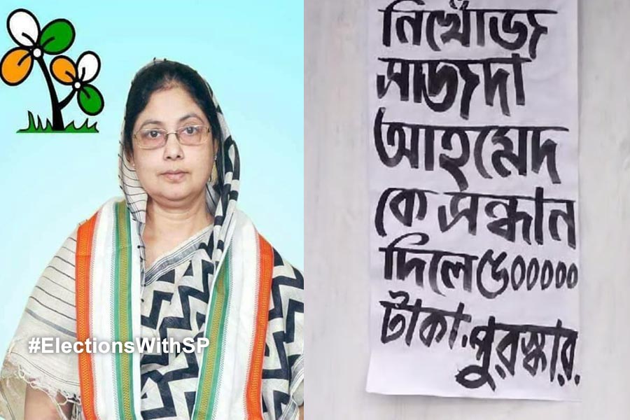 Posters against TMC MP, Uluberia Sajda Ahmed featuring that she goes missing