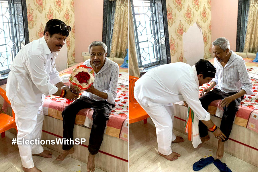 2024 Lok Sabha Election: BJP candidate of Barrackpur Arjun Singh visits Mukul Roy at his residence for taking blessings