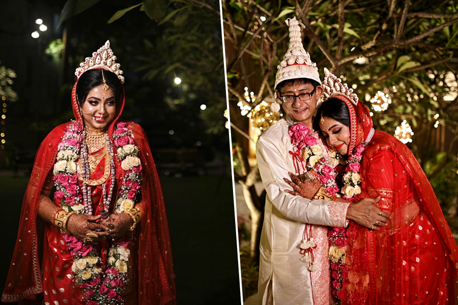 See pictures of Kanchan Mallick and Sreemoyee Chattoraj's wedding Look