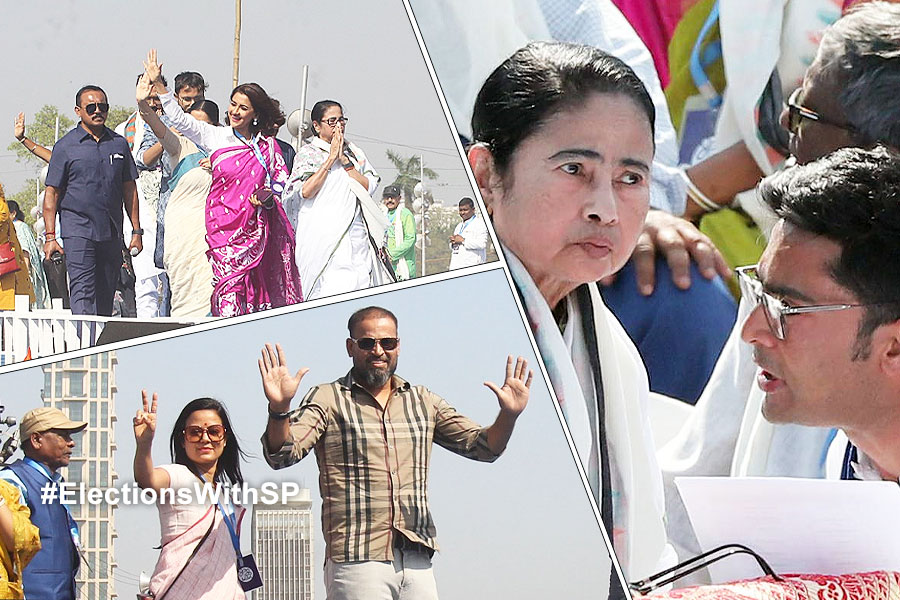 The attire of TMC candidates and Mamata Banerjee at the brigade