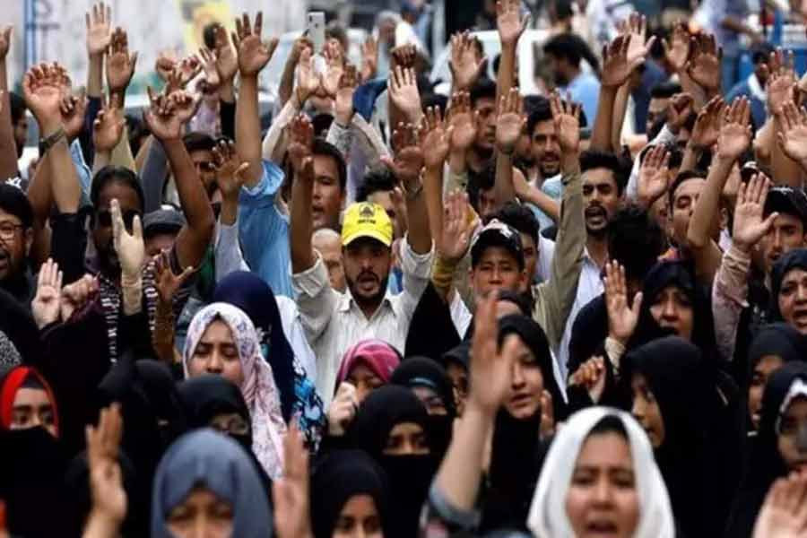 People hold rally against Pakistan in PoK