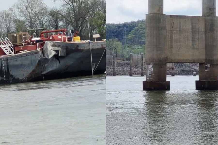 A barge hit a bridge in Oklahoma