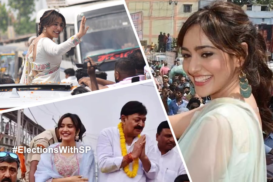 Actor Neha Sharma holds roadshow in support of father in Bihar's Bhagalpur, pics
