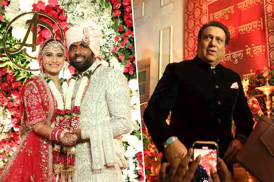 Actor Govinda and others at Arti Singh and businessman Dipak Chauhan's wedding