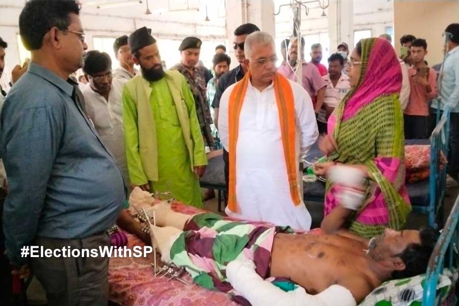 Lok Sabha Vote 2024: BJP candidate Dilip Ghosh visits hospital where TMC worker admitted