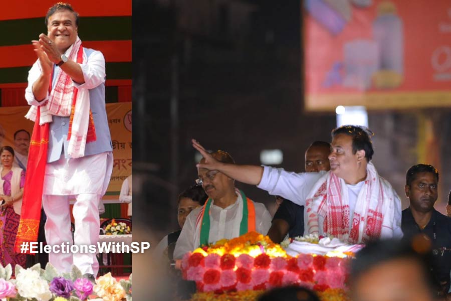 Assam CM Himanta Biswa Sarma dances during election campaign in Lakhimpur