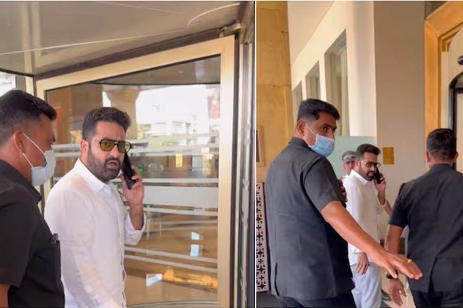 Jr NTR loses his cool as paps follow him inside a hotel