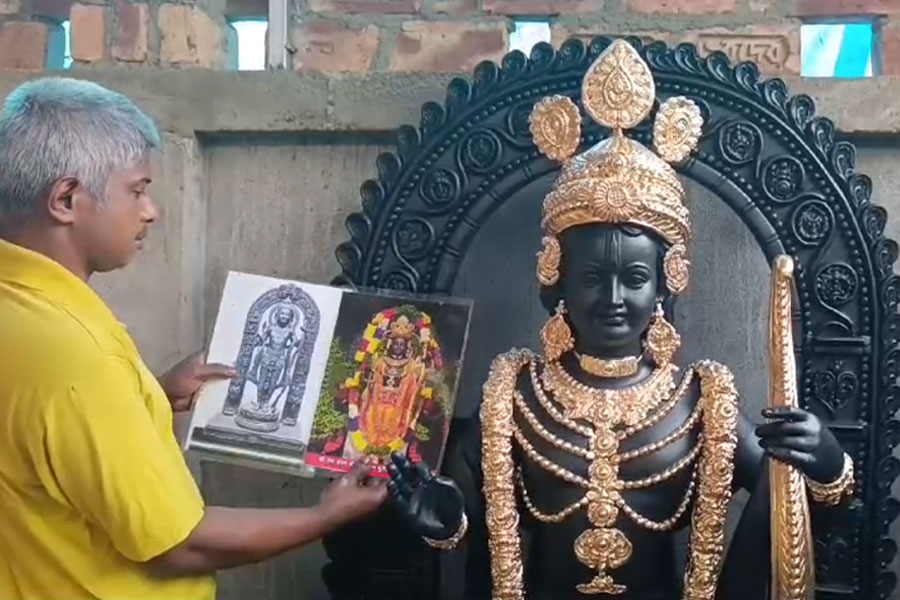 Making clay idol of Ram Lala in Santipur on Ram Navami