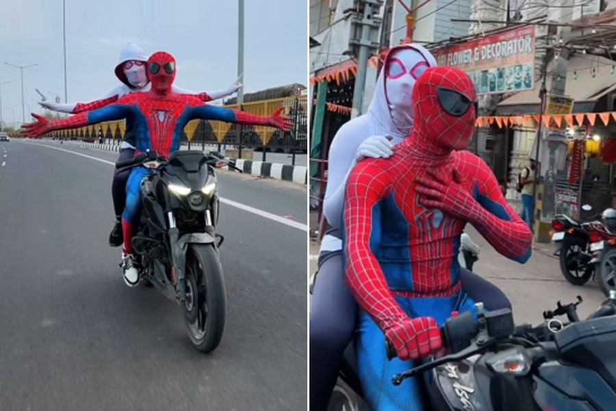 Spiderman and Spiderwoman arrested after A Bike Ride in Delhi