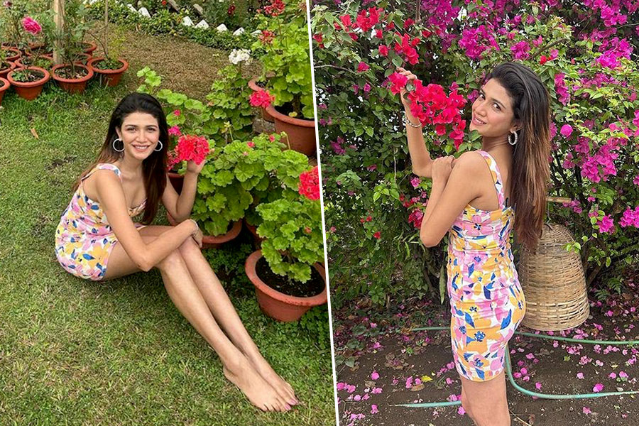 Sauraseni Maitra posted picture in floral dress